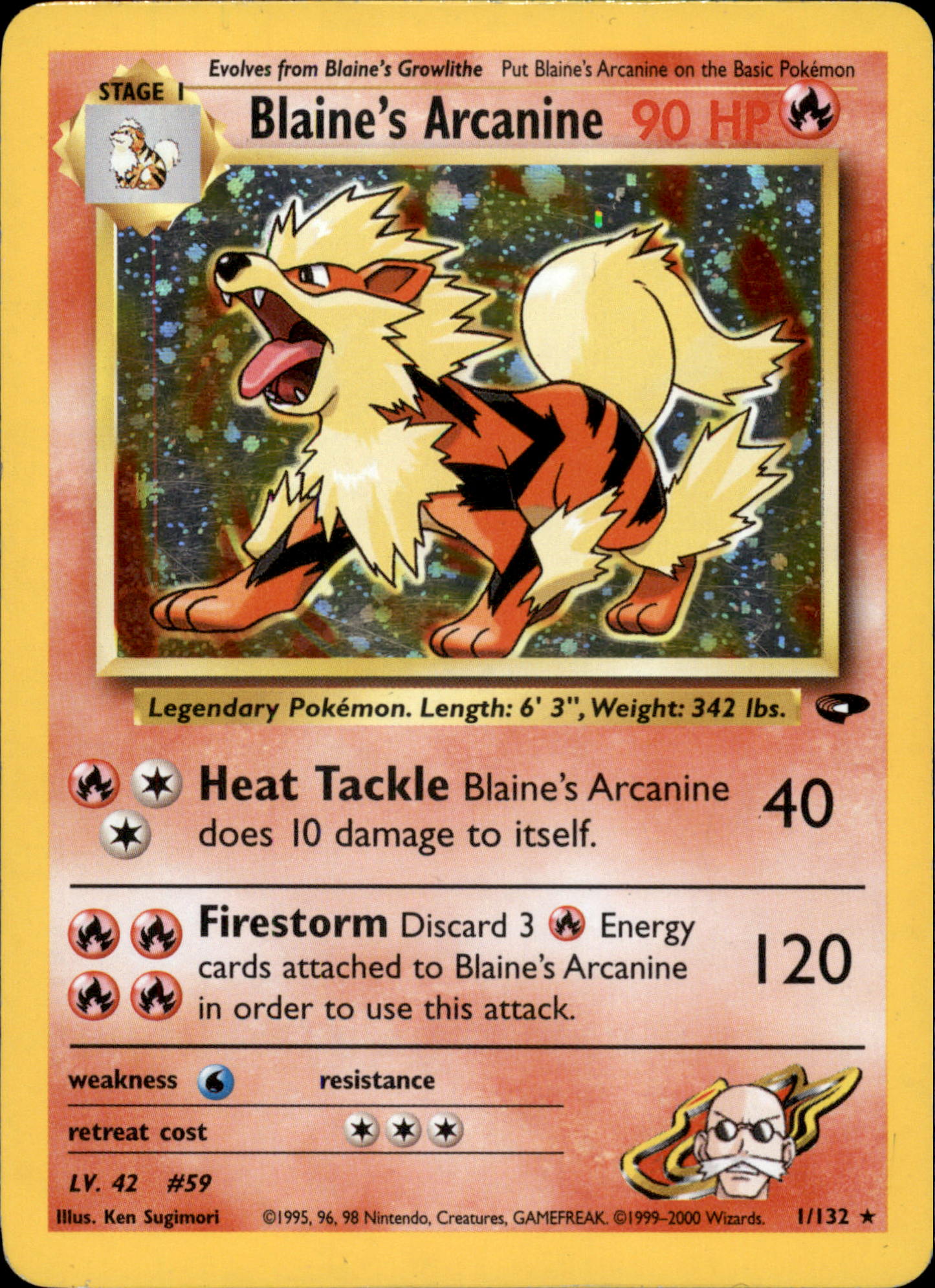 Blaine's Arcanine Holo Rare 1/32 - Gym Challenge Unlimited Pokesingles