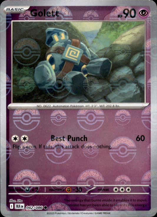 Golett Poke ball Holo 042 - Black Bolt Pokesingles