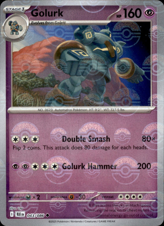 Golurk Poke ball Holo 043 - Black Bolt Pokesingles