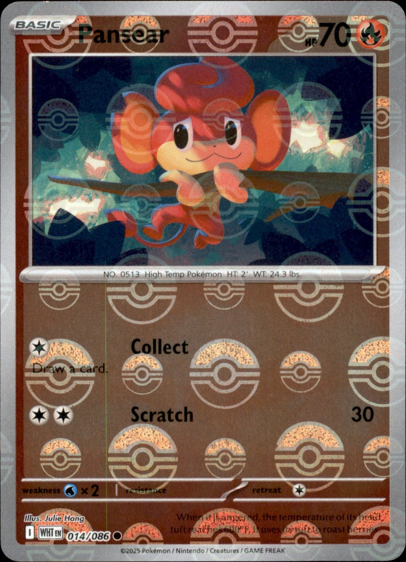 Pansear Poke ball Holo 014 - White Flare Pokesingles