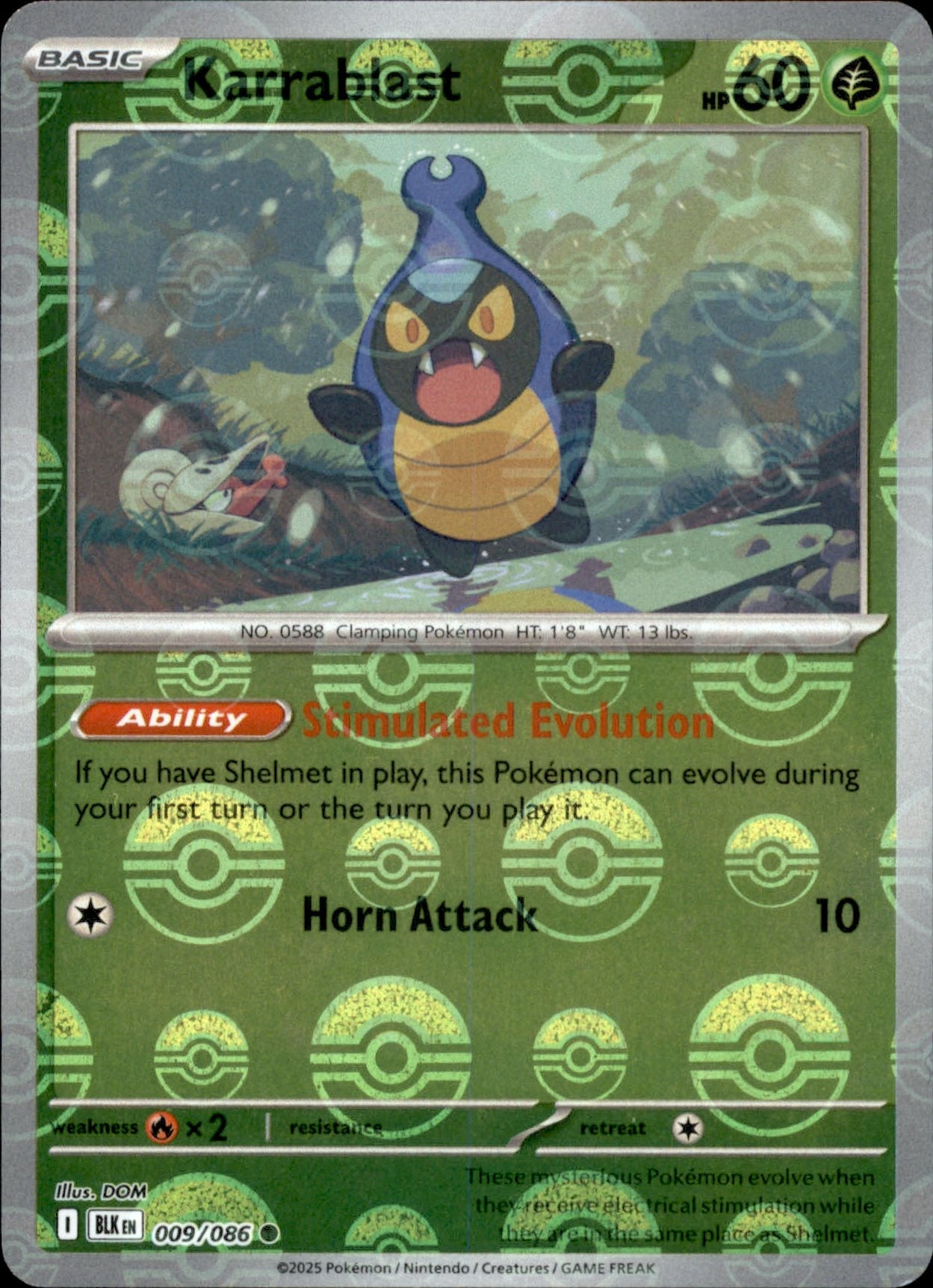 Karrablast Poke ball Holo 009 - Black Bolt Pokesingles