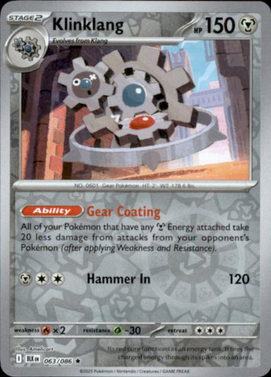 Klinklang Reverse Holo 063 - Black Bolt Pokesingles