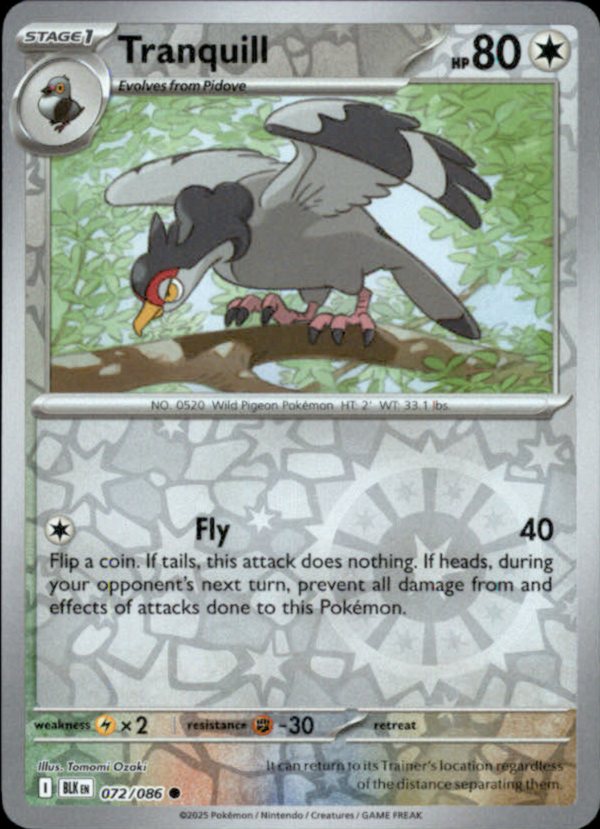 Tranquill Reverse Holo 072 - Black Bolt Pokesingles