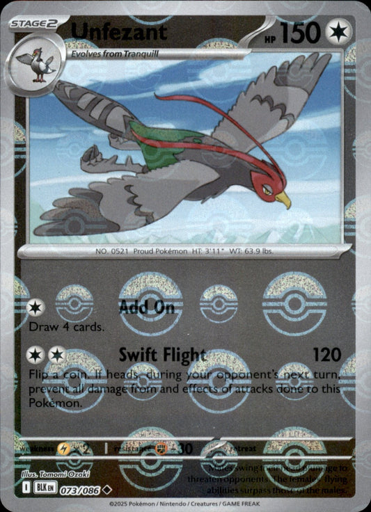 Unfezant Poke ball Holo 073 - Black Bolt Pokesingles