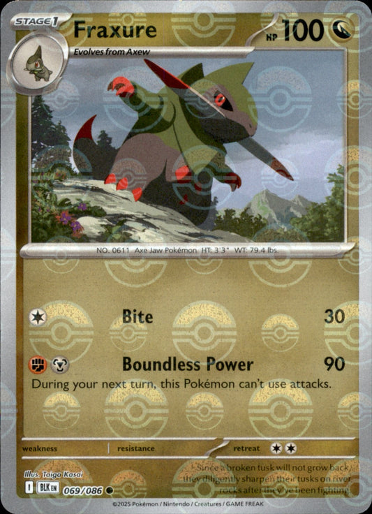 Fraxure Poke ball Holo 069 - Black Bolt Pokesingles