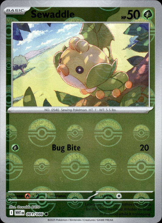Sewaddle Poke ball Holo 001 - White Flare Pokesingles