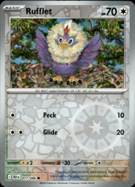 Rufflet Reverse Holo 077 - Black Bolt Pokesingles