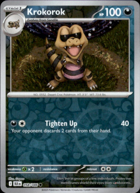 Krokorok Reverse Holo 058 - Black Bolt Pokesingles