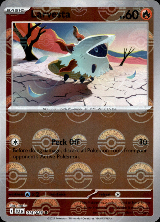 Larvesta Poke ball Holo 015 - Black Bolt Pokesingles