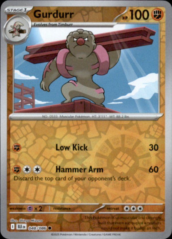 Gurdurr Reverse Holo 048 - Black Bolt Pokesingles