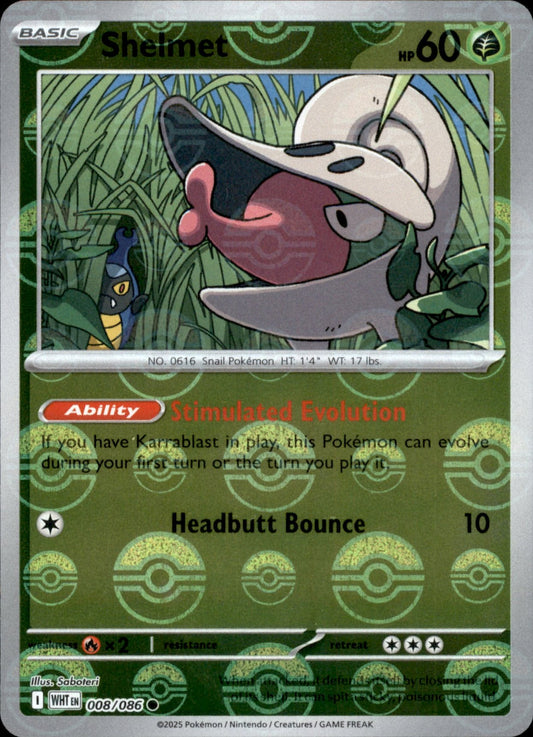 Shelmet Poke ball Holo 008 - White Flare Pokesingles
