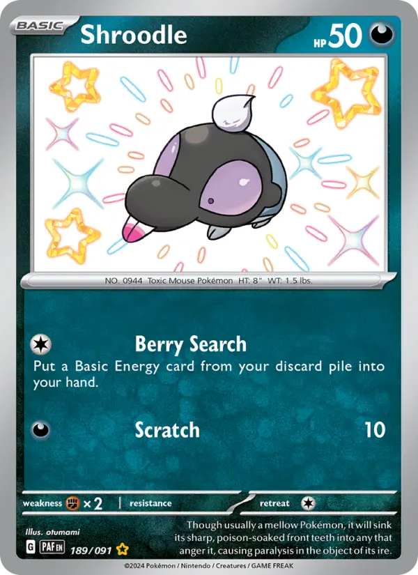 Shroodle 189 Paldean Fates Pokesingles