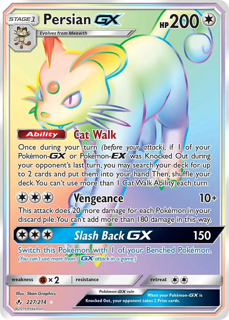 Persian GX 227 Unbroken Bonds Pokesingles