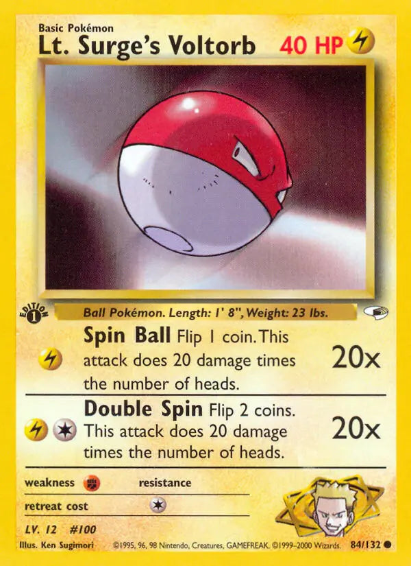 Lt. Surge's Voltorb 84 Gym Heroes Pokesingles