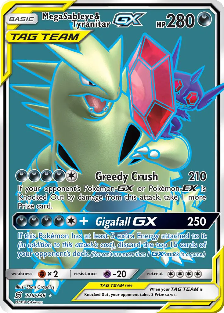 Mega Sableye & Tyranitar GX 225 Unified Minds Pokesingles