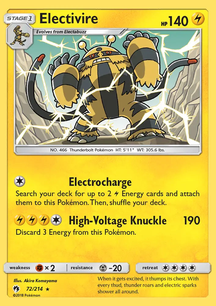 Electivire 72 Lost Thunder Pokesingles