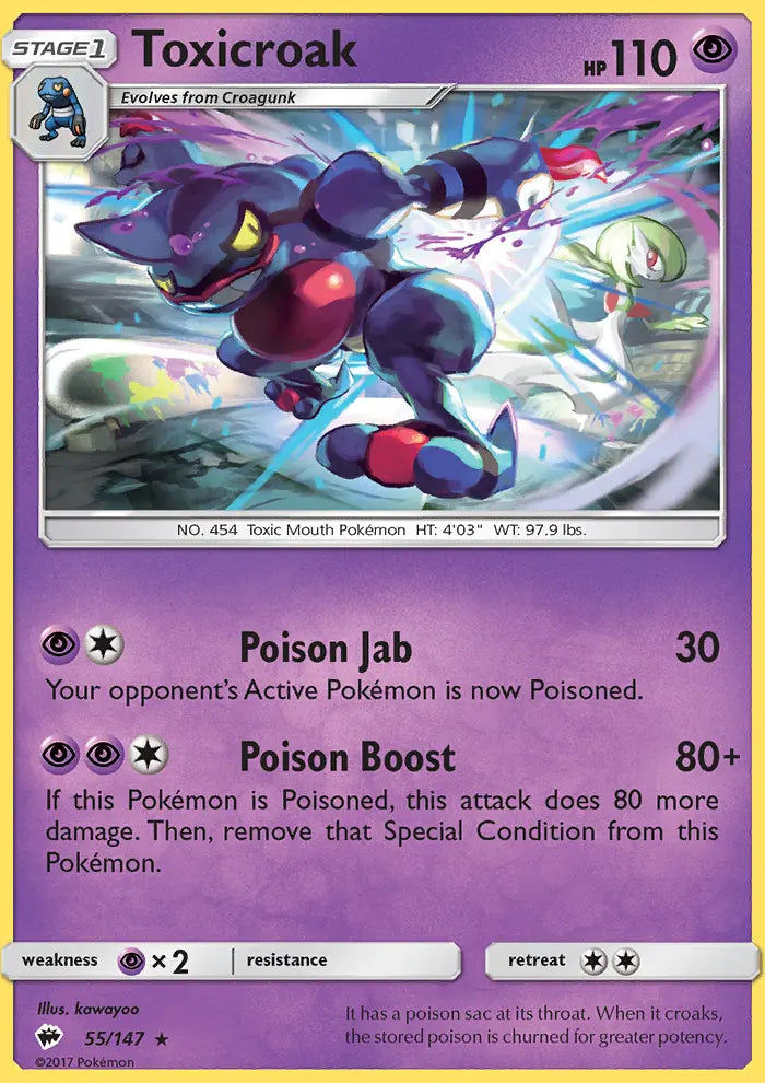 Toxicroak 55 Burning Shadows Pokesingles