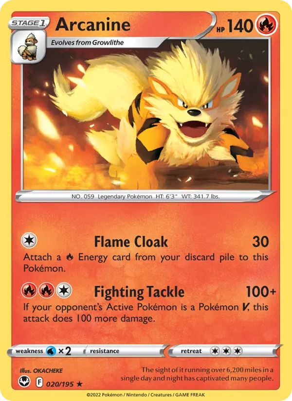 Arcanine 20 Silver Tempest Pokesingles