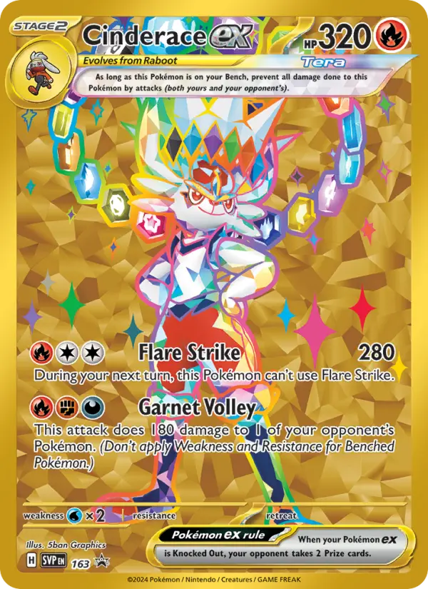 Cinderace ex 163 SVP Black Star Promos Pokesingles