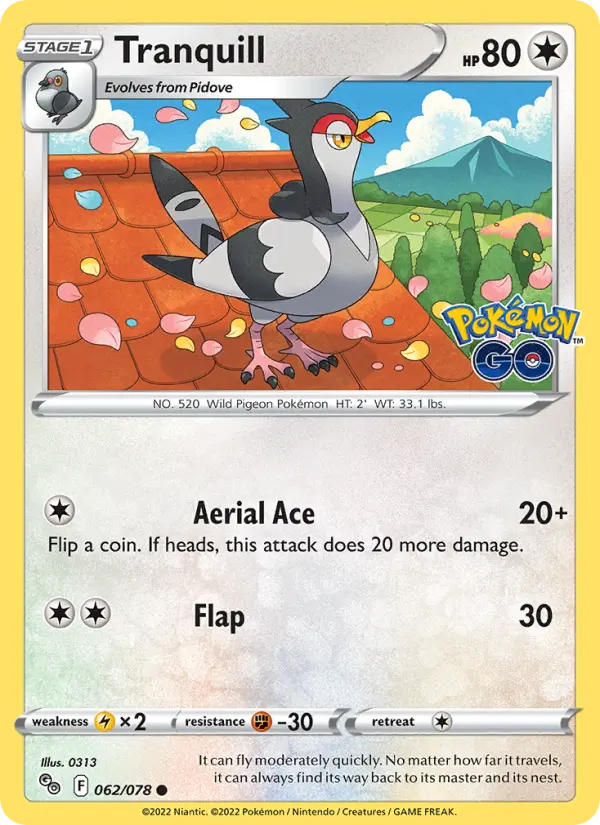 Tranquill 62 Pokémon GO Pokesingles