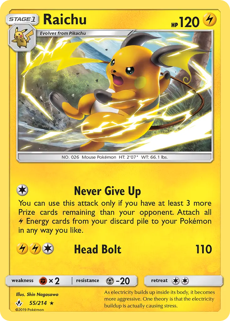 Raichu 55 Unbroken Bonds Pokesingles