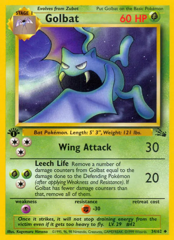 Golbat 34 Fossil Pokesingles