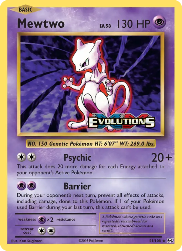 Mewtwo 51 Evolutions Pokesingles