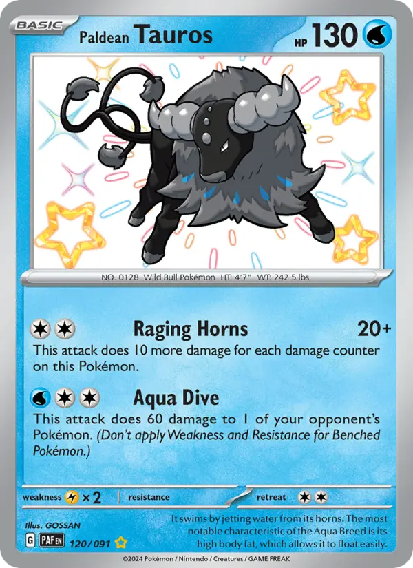 Paldean Tauros 120 Paldean Fates Pokesingles