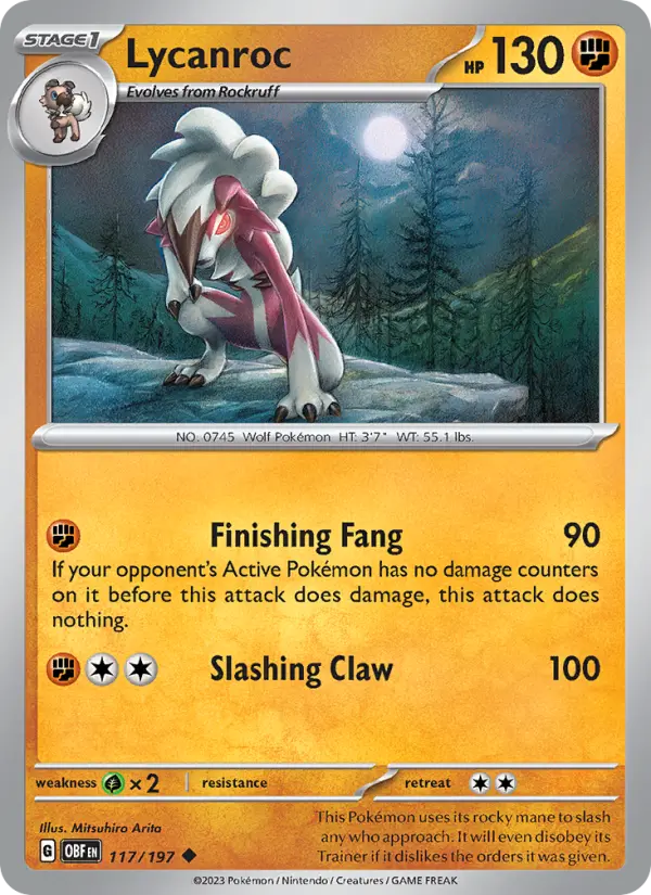 Lycanroc 117 Obsidian Flames Pokesingles