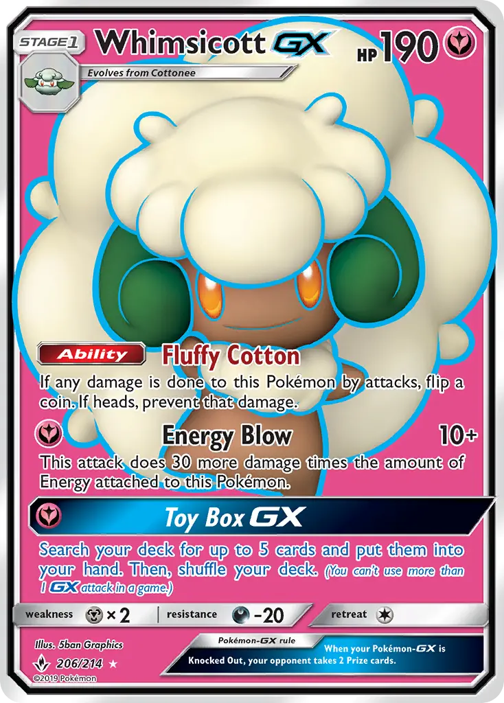 Whimsicott GX 206 Unbroken Bonds Pokesingles