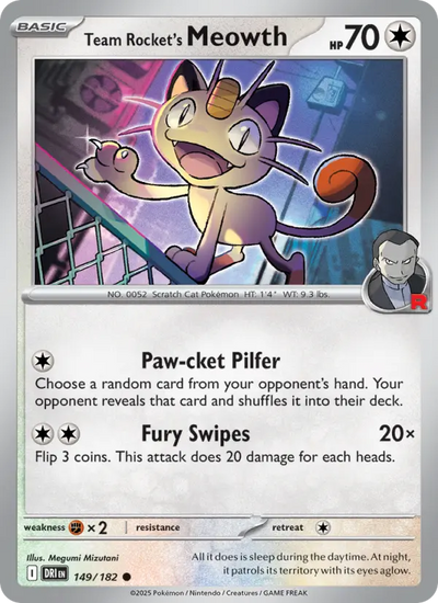Team Rocket's Meowth 149 Destined Rivals Pokesingles