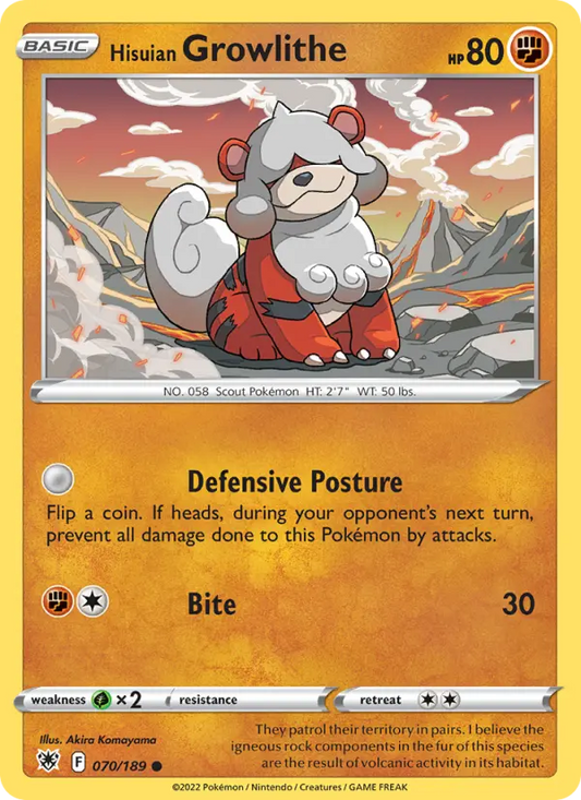 Hisuian Growlithe 70 Astral Radiance Pokesingles