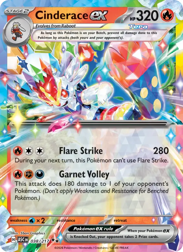 Cinderace ex 38 Ascended Heroes Pokesingles