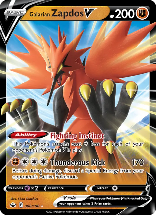 Galarian Zapdos V 80 Chilling Reign Pokesingles