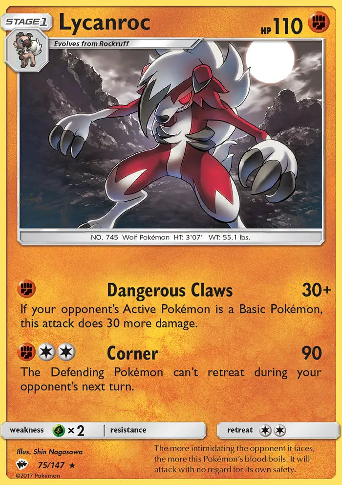Lycanroc 75 Burning Shadows Pokesingles