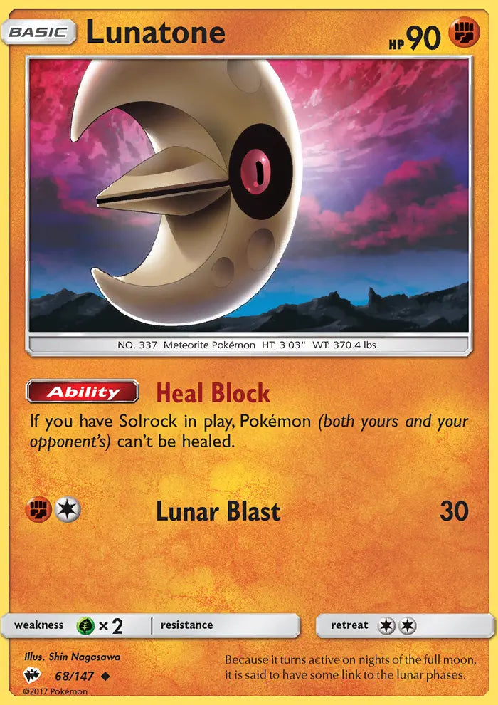 Lunatone 68 Burning Shadows Pokesingles