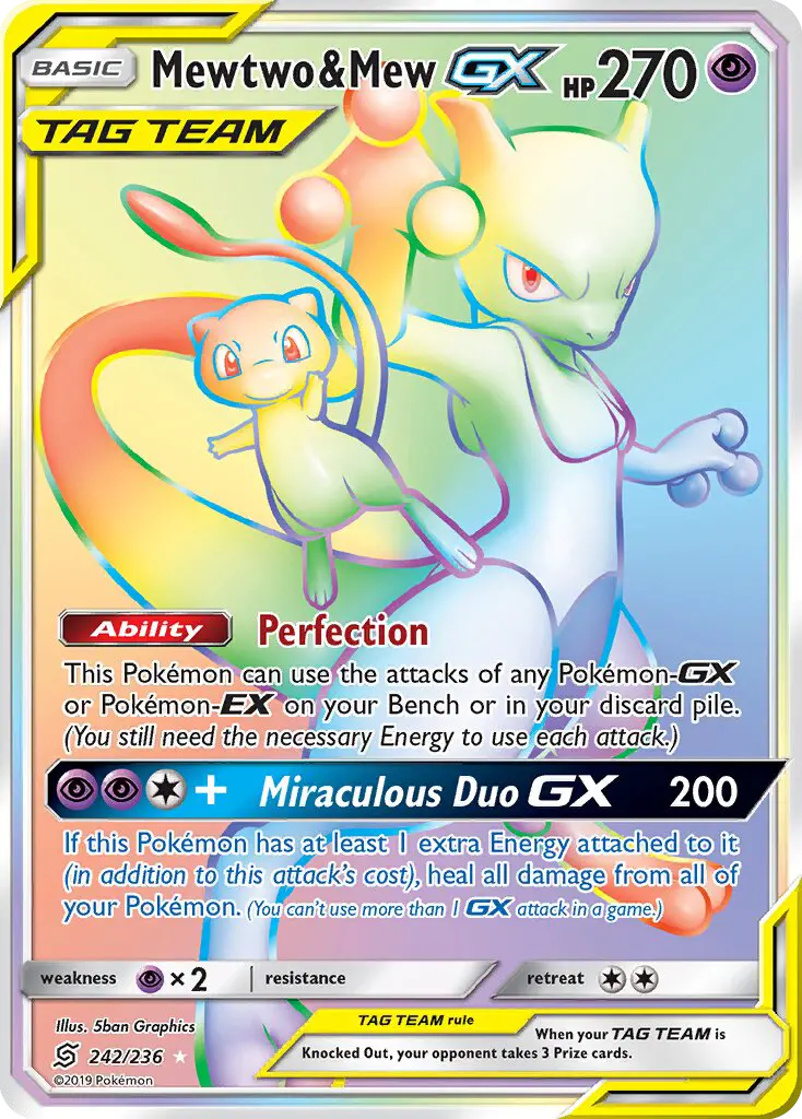 Mewtwo & Mew GX 242 Unified Minds Pokesingles