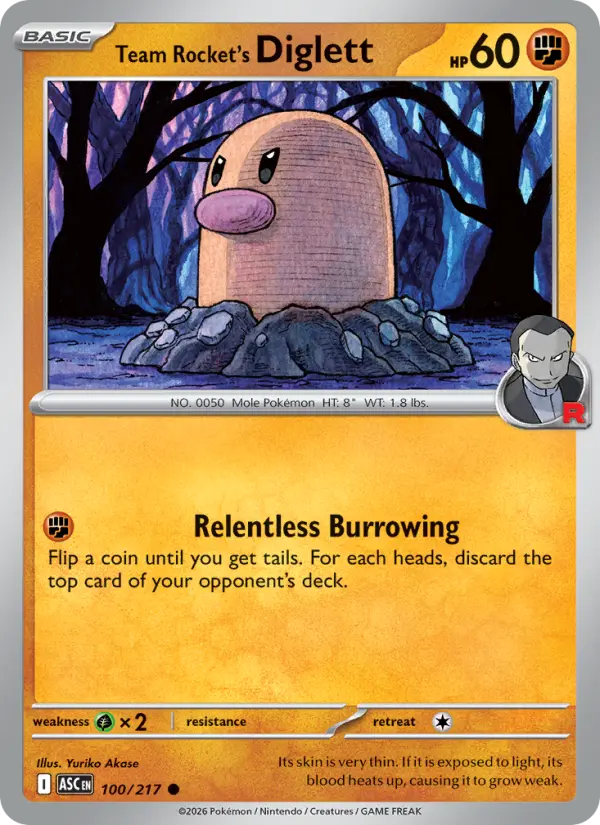 Team Rocket's Diglett 100 Ascended Heroes Pokesingles