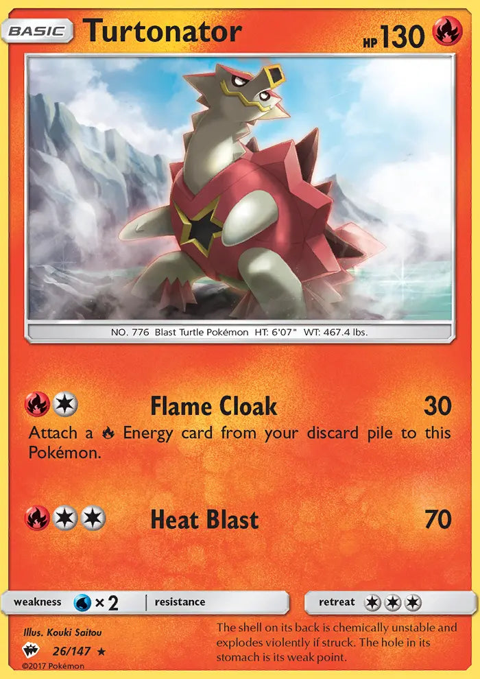 Turtonator 26 Burning Shadows Pokesingles