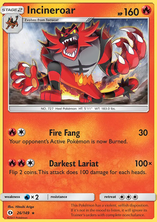 Incineroar 26 Sun & Moon Pokesingles