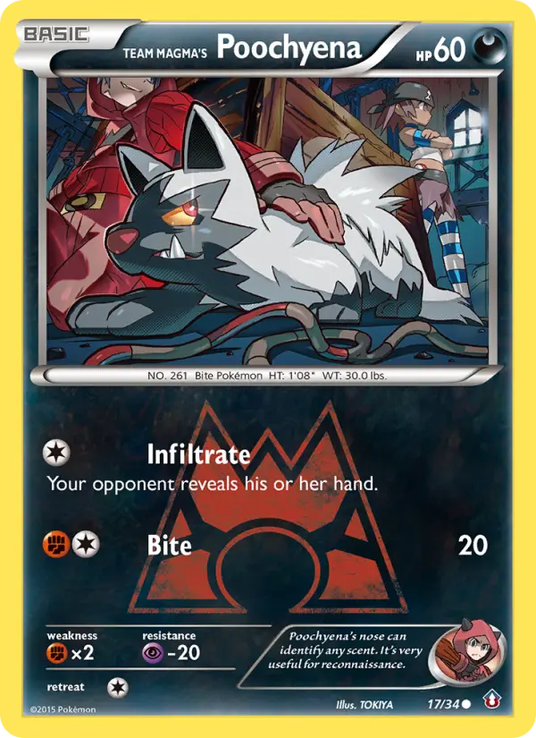 Team Magma's Poochyena 17 Double Crisis Pokesingles