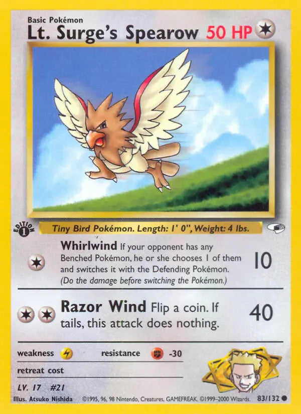 Lt. Surge's Spearow 83 Gym Heroes Pokesingles