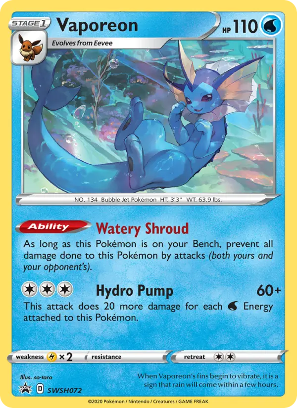 Vaporeon SWSH072 SWSH Black Star Promos Pokesingles