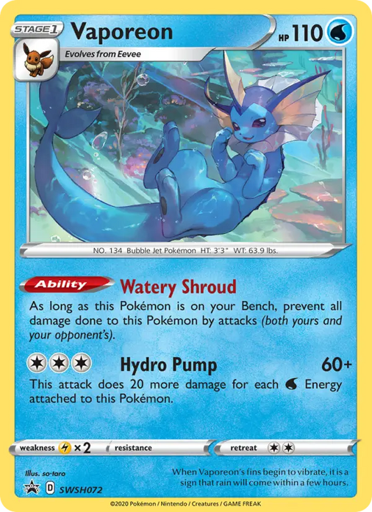 Vaporeon SWSH072 SWSH Black Star Promos Pokesingles