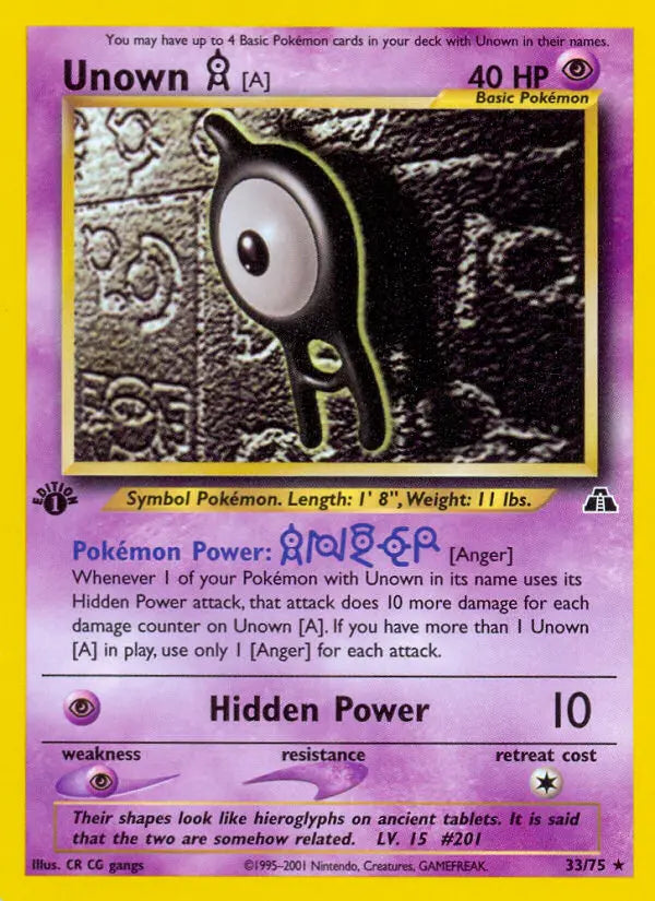 Unown [A] 33 Neo Discovery Pokesingles