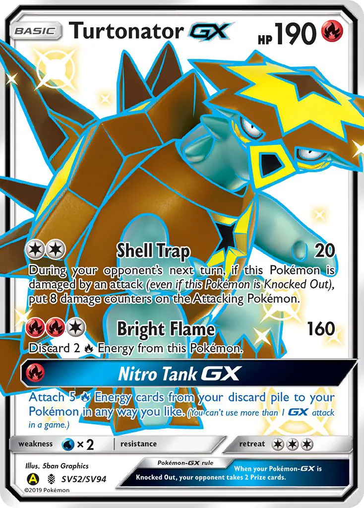 Turtonator-GX SV52 Hidden Fates Shiny Vault Pokesingles