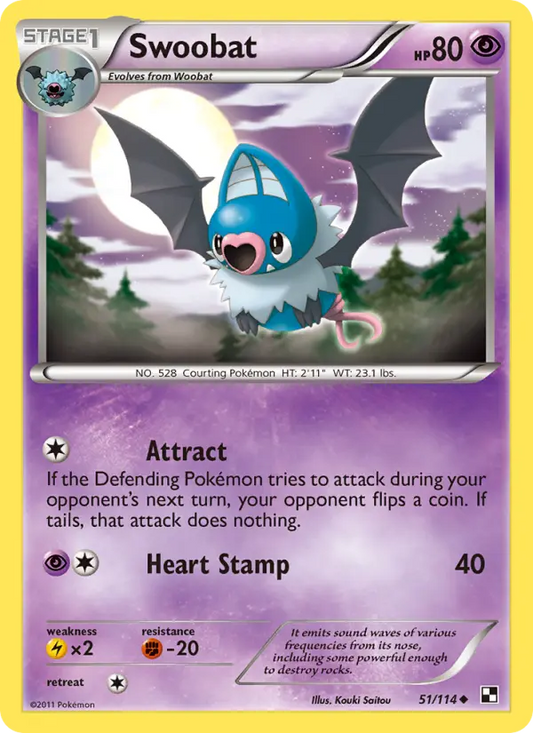 Swoobat 51 Black & White Pokesingles