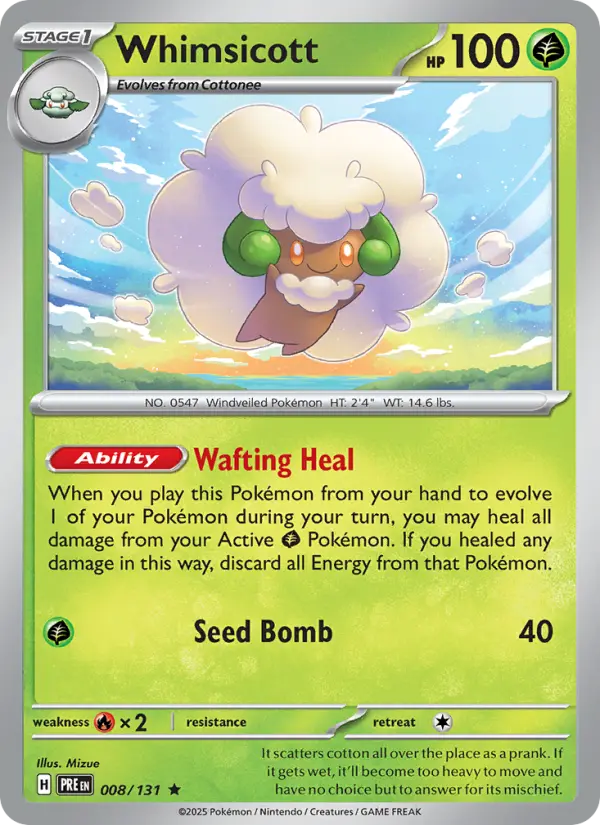 Whimsicott 8 Prismatic Evolutions Pokesingles