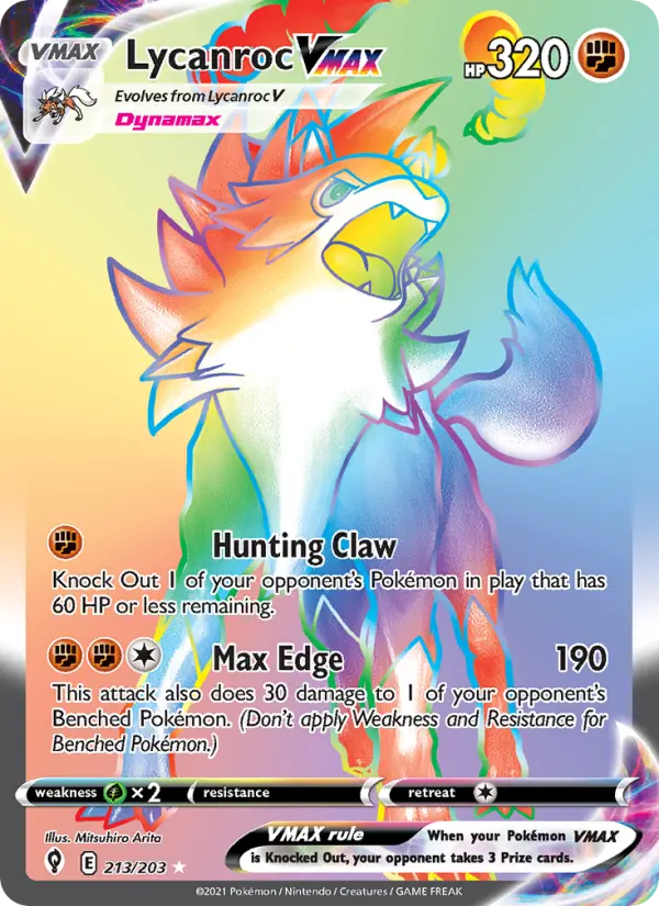 Lycanroc VMAX 213 Evolving Skies Pokesingles