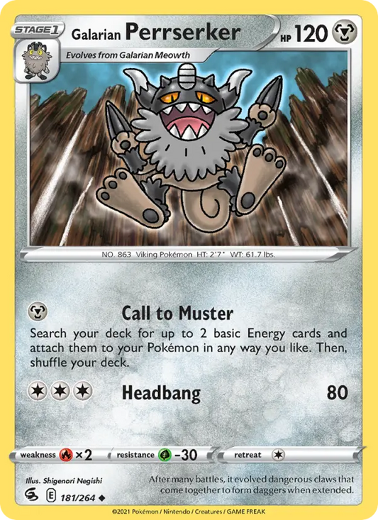 Galarian Perrserker 181 Fusion Strike Pokesingles